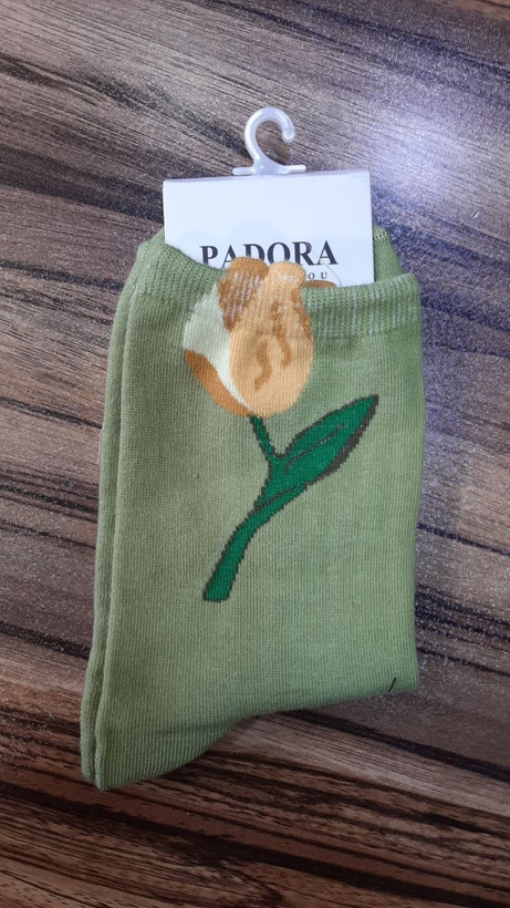 تصویر جوراب زنانه ، ساقدار ، طرح گل لاله ، رنگبندی متنوع ، برند PADORA - فروشگاه ماهپوشاندرویر