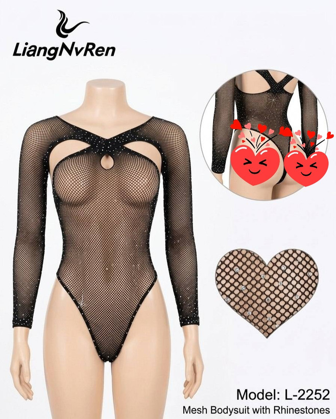 بادی نگین دار یقه ضربدری ،فانتزی زنانه ،رنگ مشکی ، کد 2252